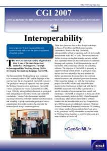 http://www.cgi-iugs.org  CGI 2007 ANNUAL REPORT TO THE INTERNATIONAL UNION OF GEOLOGICAL SCIENCES FORInteroperability