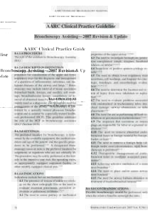 AARC GUIDELINE: BRONCHOSCOPY ASSISTING  AARC Clinical Practice Guideline Bronchoscopy Assisting—2007 Revision & Update  BA 1.0 PROCEDURE