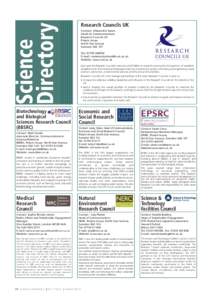 Science Directory Research Councils UK Contact: Alexandra Saxon Head of Communications