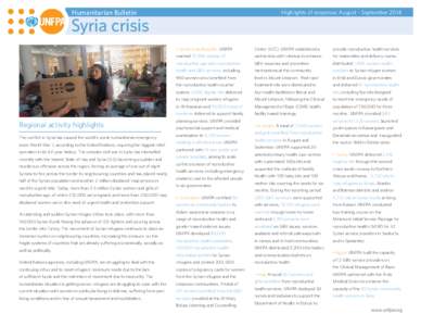 Humanitarian Bulletin  Highlights of response: August - September 2014 Syria crisis