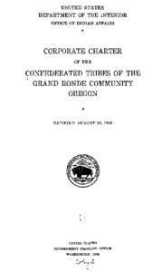Corporate Charter of the Confederated Tribes of hte Grand Ronde Community