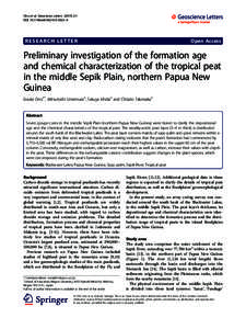 Preliminary investigation of the formation age and chemical characterization of the tropical peat in the middle Sepik Plain, northern Papua New Guinea