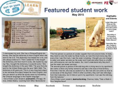 Featured student work  Highlights and Events  Latest blog post: