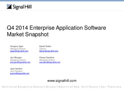 Q4 2014 Enterprise Application Software Market Snapshot Gregory Ager David Dolan