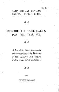 NoCARADOC and SEVERN VALLEY FIELD CLUB.  RECORD OF BARE FACTS,