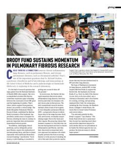 Rob Strong  giving BRODY FUND SUSTAINS MOMENTUM IN PULMONARY FIBROSIS RESEARCH