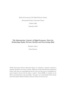 The Information Content of High-Frequency Data for Estimating Equity Return Models and Forecasting Risk
