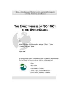 DONALD BREN SCHOOL OF ENVIRONMENTAL SCIENCE & MANAGEMENT University of California, Santa Barbara THE EFFECTIVENESS OF ISOIN THE UNITED STATES