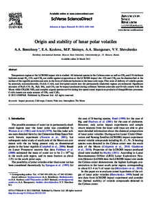 Available online at www.sciencedirect.com  Advances in Space Research–1646 www.elsevier.com/locate/asr  Origin and stability of lunar polar volatiles