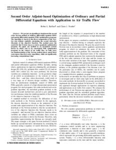 Second Order Adjoint-based Optimization of Ordinary and Partial Differential Equations with Application to Air Traffic Flow