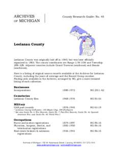 ARCHIVES OF MICHIGAN County Research Guide: No. 45  Leelanau County