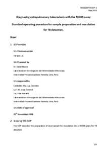 Diagnosing extrapulmonary tuberculosis with the MODS assay – standard operating procedure for sample preparation and inoculation