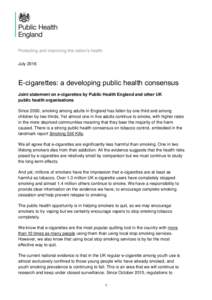 E-cigarettes: a developing public health consensus