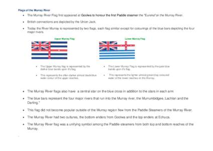 Flags of the Murray River   The Murray River Flag first appeared at Goolwa to honour the first Paddle steamer the 