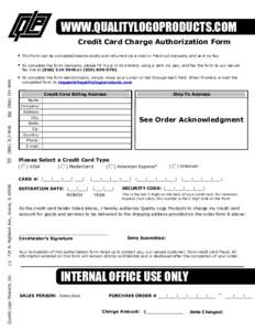 Credit Card Charge Authorization Form