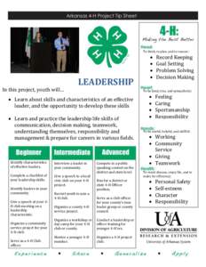 4-H / Cooperative extension service / Leadership / White Stag Leadership Development Program / National Youth Leadership Training / Education / Learning / Management