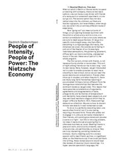 [removed]Diedrich Diederichsen e-flux journal #19 Ñ october 2010 Ê Diedrich Diederichsen People of Intensity, People of Power: The Nietzsche Economy