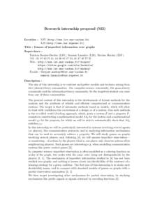 Research internship proposal (M2) Location : LSV (http://www.lsv.ens-cachan.fr) L2S (http://www.lss.supelec.fr)