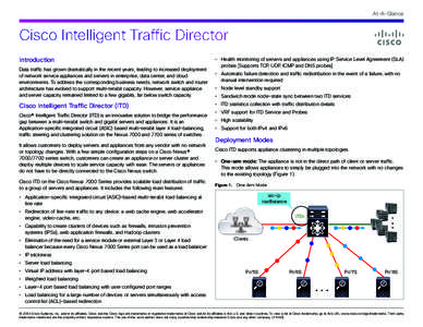 At-A-Glance  Cisco Intelligent Traffic Director Introduction Data traffic has grown dramatically in the recent years, leading to increased deployment of network service appliances and servers in enterprise, data center, 