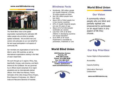 www.worldblindunion.org  Blindness Facts   