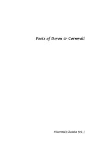 Poets of Devon & Cornwall  Shearsman Classics Vol. 1 Other titles in the Shearsman Classics series: 2. Robert Herrick: Selected Poems