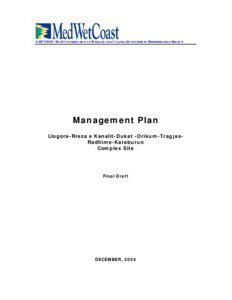 GEF/UNDP- MoE CONSERVATION OF WETLAND AND COASTAL ECOSYSTEM IN MEDITERRANEAN REGION  Management Plan