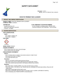 Page 1 of 5  SAFETY DATA SHEET Date Issued : SDS No : INNVICTIS PREMIUM TANK CLEANSER
