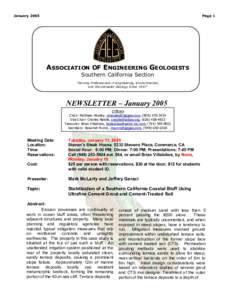 JanuaryPage 1 ASSOCIATION OF ENGINEERING GEOLOGISTS Southern California Section