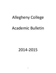 Allegheny College Academic Bulletin