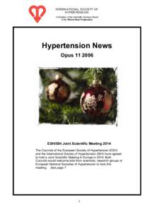 INTERNATIONAL SOCIETY OF HYPERTENSION A Member of the Scientific Advisory Board of the World Heart Federation  Hypertension News