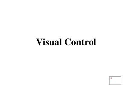 Visual Control  Visual Control Visual Controls are :Simple, clear and concise visible indicators which show at a glance the status of a machine, a resource, and an entire plant in