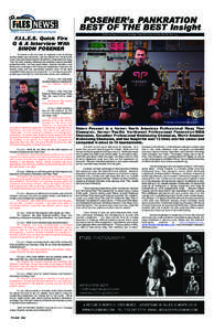 POSENER’s PANKRATION BEST OF THE BEST Insight Article courtesy of F.I.L.E.S. Coverage Sniper Will Turner aka No More Mr. Nice Guy F.I.L.E.S. Quick Fire Q & A Interview With