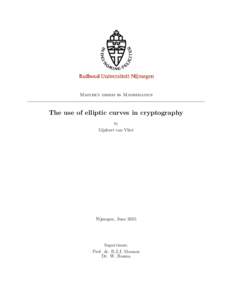 Master’s thesis in Mathematics  The use of elliptic curves in cryptography by  Gijsbert van Vliet