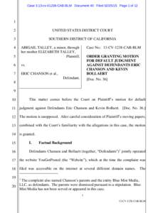 Case 3:13-cv[removed]CAB-BLM Document 40 Filed[removed]Page 1 of[removed]UNITED STATES DISTRICT COURT