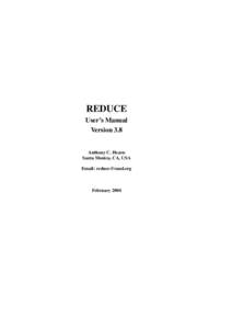 REDUCE User’s Manual Version 3.8 Anthony C. Hearn Santa Monica, CA, USA