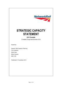 STRATEGIC CAPACITY STATEMENT 2016 Timetable (Timetable Change Date December[removed]Issued by:
