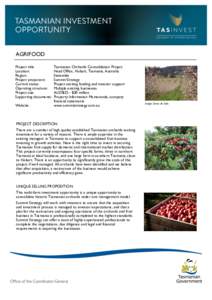AGRIFOOD Project title: Location: Region: Project proponent: Current status: