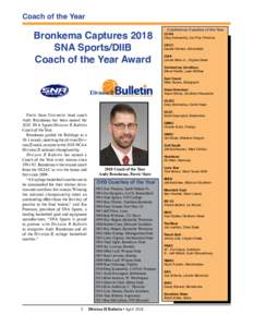 Coach of the Year  Bronkema Captures 2018 SNA Sports/DIIB Coach of the Year Award