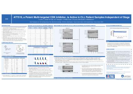 AT7519, a Potent Multi-targeted CDK Inhibitor, is Active in CLL Patient Samples Independent of Stage 3161 V Lock1, L Cooke2, M Yule1, NT Thompson1, K Della Croce2, JF Lyons1,MS Squires1,D Mahadevan2.  INTRODUCTION