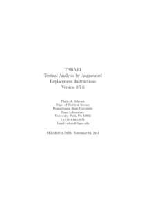 TABARI Textual Analysis by Augmented Replacement Instructions VersionPhilip A. Schrodt Dept. of Political Science