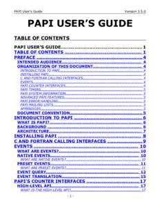 PAPI User’s Guide  Version[removed]PAPI USER’S GUIDE TABLE OF CONTENTS