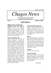 ISSN[removed]Chagos News The Periodical Newsletter of the Chagos Conservation Trust No.27