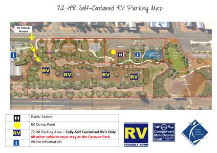 72 HR Self-Contained RV Parking Map RV Vehicle Access Public Toilets RV Dump Point