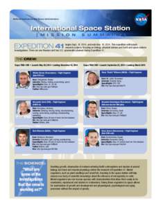 National Aeronautics and Space Administration  International Space Station [ M I S S I O N  S U M M A R Y ]