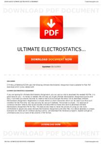 BOOKS ABOUT ULTIMATE ELECTROSTATICS ASSIGNMENT  Cityhalllosangeles.com ULTIMATE ELECTROSTATICS...