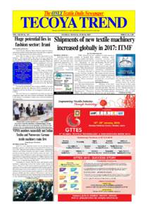 The ONLY Textile Daily Newspaper  TECOYA TREND Phone: Fax: Email:   VOL. XLVIII No. 119