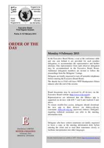 Executive Board First Regular Session Rome, 9–10 February 2015 ORDER OF THE DAY