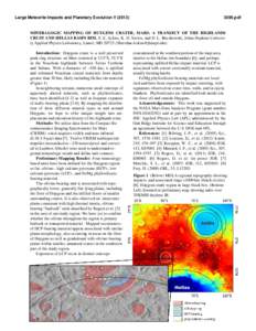 Large Meteorite Impacts and Planetary Evolution Vpdf MINERALOGIC MAPPING OF HUYGENS CRATER, MARS: A TRANSECT OF THE HIGHLANDS CRUST AND HELLAS BASIN RIM. S. E. Ackiss, K. D. Seelos, and D. L. Buczkowski, Jo