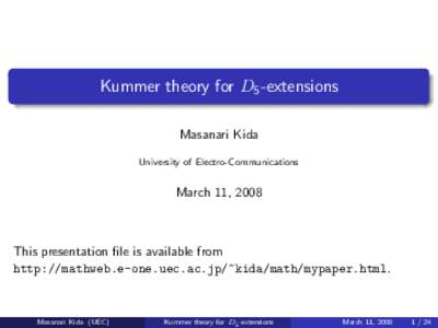 Kummer theory for D5-extensions