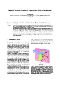 Design of Focusing Catadioptric Systems Using Differential Geometry Tobias Strauß Institute of Measurement and Control Systems, Karlsruhe Institute of Technology (KIT), Karlsruhe, Germany   Keywords: